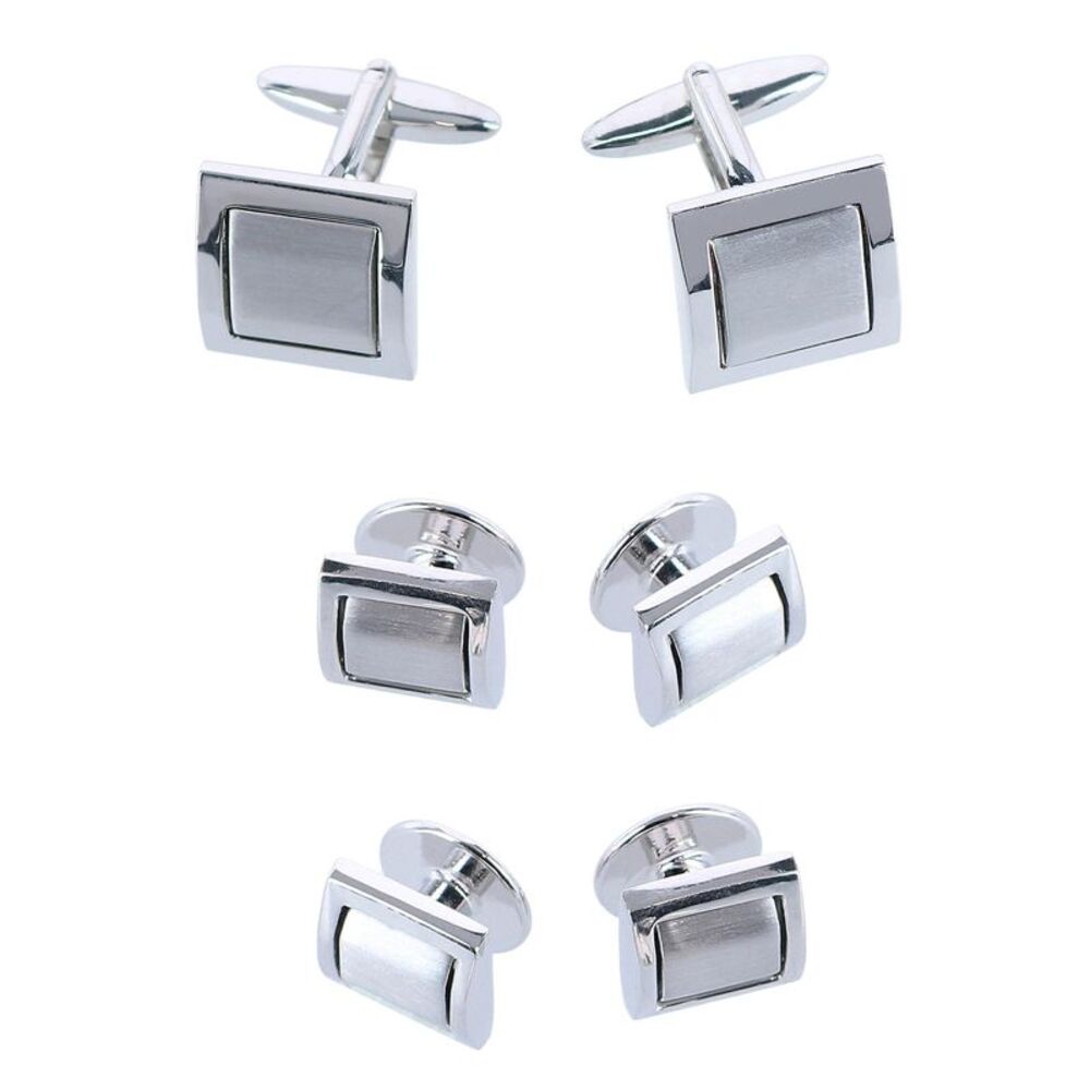 Trafalgar The Plaza Square Rhodium Over Brass Formal Set (Cufflinks & Tuxedo